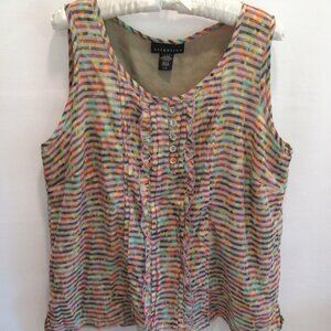 Attention multicolor striped poly scoop neck lined sleeveless top *Sz L*